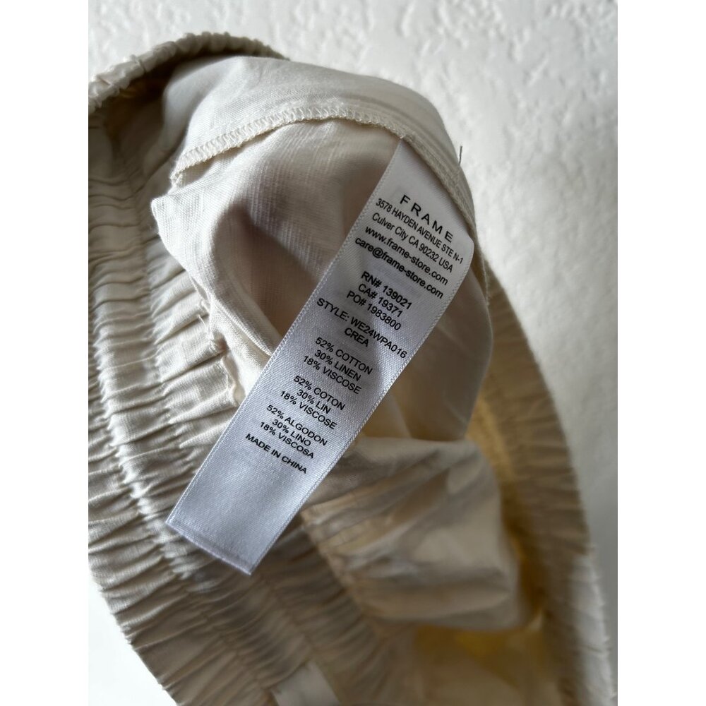 Frame Linen Blend Elastic Waist Drawstring Cream … - image 6